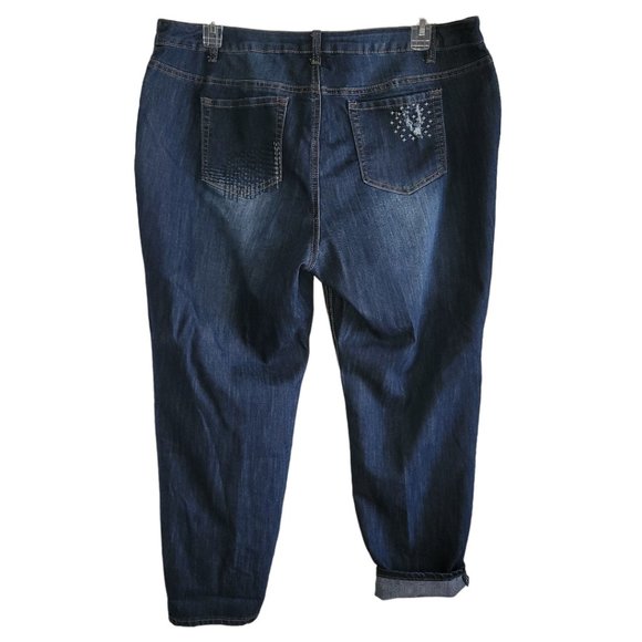 Indigo Thread Co. Stretch Denim Pick Stitched & Distressed Ankle Jeans - Picture 6 of 8